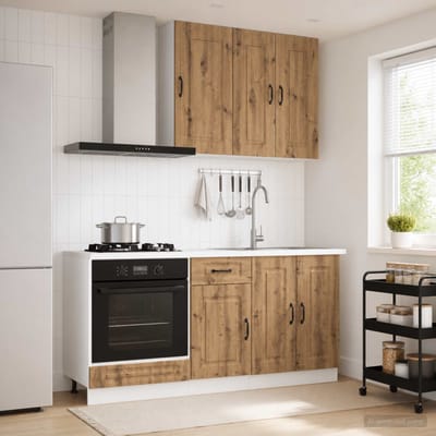 vidaXL - Keukenblok - KALMAR - 5 - st - Artisanaal - eiken - Bewerkt - hout