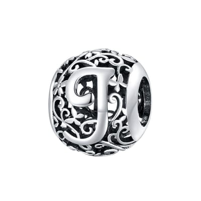Letter J romantisch bedel | bedels voor armband | alfabet bead | Zilverana | geschikt voor alle bekende merken | 925 zilver | moederdag