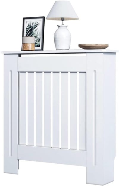 Moderne Radiatorbekleding met Verticale Lamel - Wit, 78 x 19 x 81,5 cm