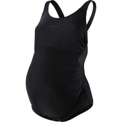 Speedo Maternity Fitness 1P Zwangerschapsbadpak Dames - Badpak met V-Rug en Elastische Onderborstband - UV-werend Zwempak met Four-Way Stretch - Vormvast Sportbadpak - Zwart - S