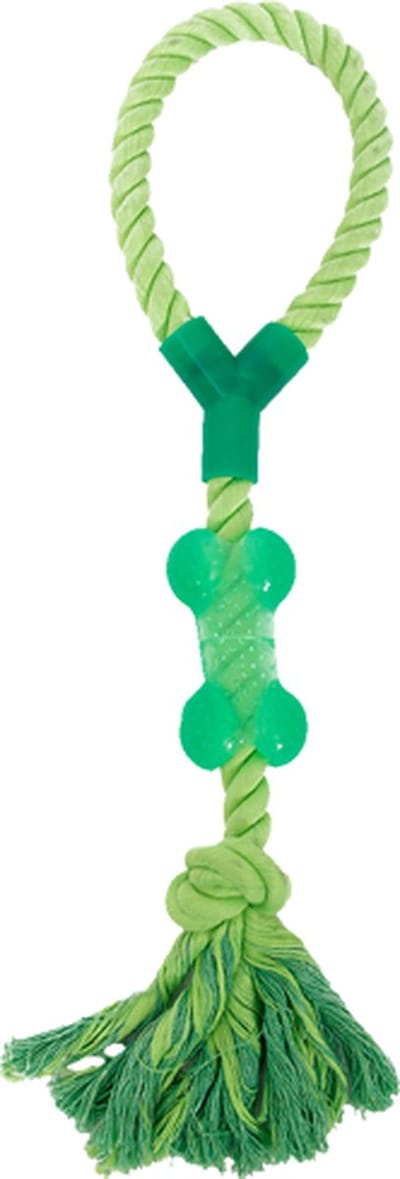 Nobleza Hondenspeelgoed - Honden speeltouw - Honden flostouw met lus - Hondentouw met lus - Groen