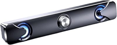longziming -Usb Soundbar - Led - Krachtig Stereo Geluid 3 W Met Plug & Play Aansluiting - 1 - Voor Pc/laptop/smartphone Zwart