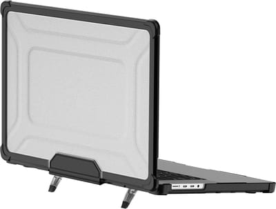 Avizar Hoes voor MacBook Pro 16 Schokbestendige Harde Bescherming met Opvouwbare Standaard, Zwart