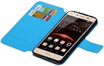 Cross Pattern TPU Bookstyle Wallet Case Hoesje Geschikt voor Huawei Y5 II Blauw