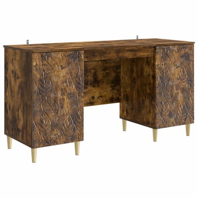 vidaXL - Bureau - Gerookt - eiken - 142,5 - x - 50 - x - 75 - cm - Bewerkt - hout