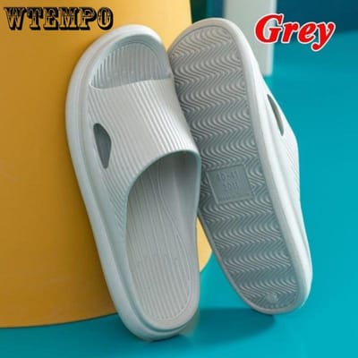 Mode Superzachte Koppel Huispantoffels Indoor Antislip Sandalen Antislip Dikke Zool Zomer Badkamer Douchepantoffels voor Dames Heren 44-45 grijs