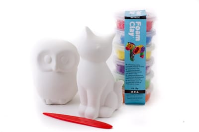 Poes Uiltje Foam Clay® knutselpakket 6 metallic kleuren spaarpot | kinderfeest knutselen