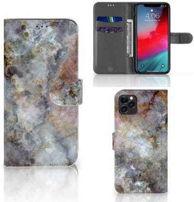 Apple iPhone 11 Pro Max Bookcase Marmer Grijs