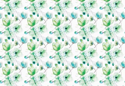 Fotobehang Flowers Pattern Green | XL - 208cm x 146cm | 130g/m2 Vlies