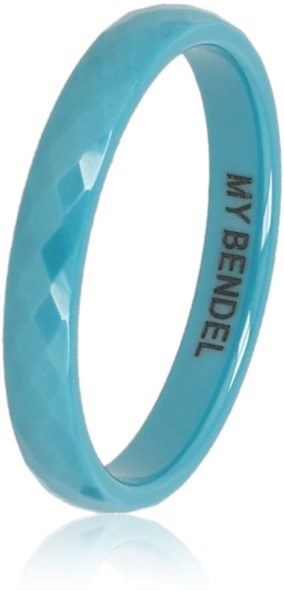 My Bendel - MB3736 - Keramiek Blauw - Keramieken Ring • Facet Geslepen • 3 Mm • Blauw - met Luxe Cadeauverpakking | Sieraden Voor Dames | Maat 16.00 Mm / Maat 50