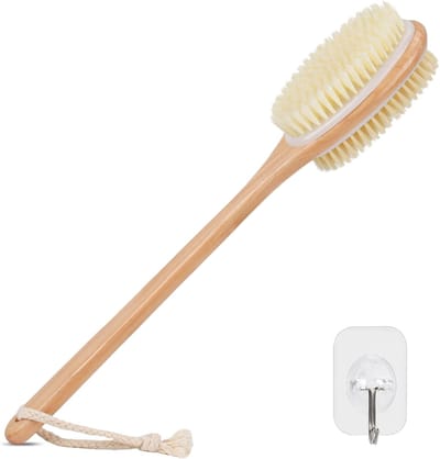 SNJY® Rugborstel Douche met Steel - Badborstel - Doucheborstel - 42 cm - Hout
