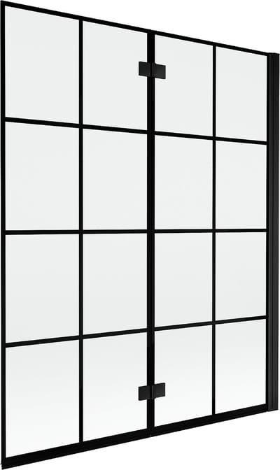 Mexen Mist tweedelige badwand, rechts 140 x 150 , zwart raster, zwart - 8A9-140-002-70-77-P