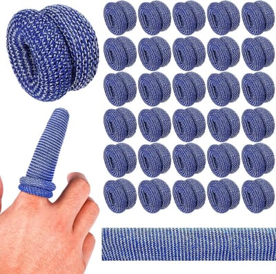 30 Stuks Tubulaire Elastische Vingerbandages - Blauwe Vingerbeschermers voor Verstuikingen, Werk, Keuken en Sportactiviteiten