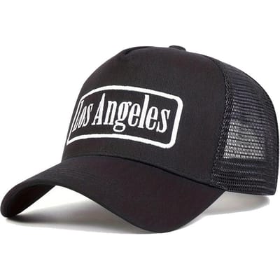 Unisex Los Angeles Print Baseball Net Caps Lente En Zomer Buiten Verstelbare Casual Hoeden Zonbescherming Hoed Sportpet zwart