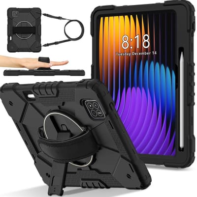 Coverup Tablethoes geschikt voor Xiaomi Pad 7 (Pro) / Pad 8 (Pro) Hoesje - Heavy Duty Case met Schouderstrap - Zwart