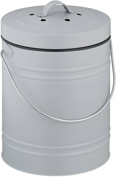 gft-afvalbakje - 5 liter - met 2 geurfilters en binnenemmer - grijs