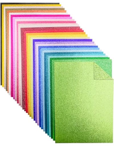 Dubbelzijdig Glitterpapier A4 - 30 Vellen in 30 Kleuren - 250 g/m² Knutselpapier voor Creatieve Projecten