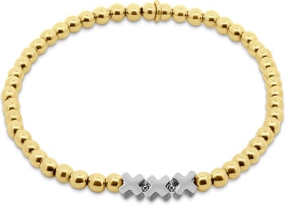 CO88 Collection - 8CB-91329 - stalen kralenarmband vrouwen met XXX - 4 mm - goudkleurig