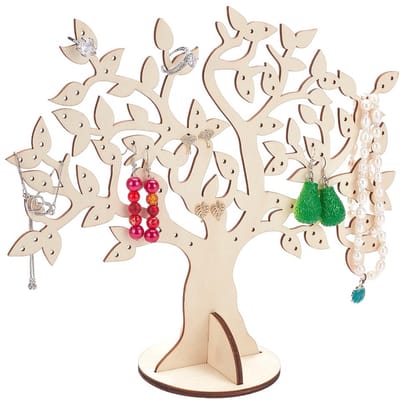 Dailygoods- Sieradenhouder - Elegante Sieradenstandaard - Multifunctionele Sieradenboom - 42 Pairs Oorbellen - Houten Sieradenrek - 10 x 30 x 25 cm - Sieradenstand