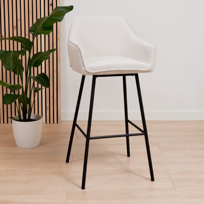 Bronx71® Scandinavische barkruk Andor gerecyclede stof off white 65-78 cm - barstoel