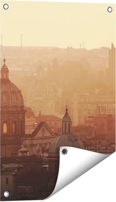 Gards Tuinposter Rome Stad bij Zonsopgang - 40x60 cm - Tuindoek - Tuindecoratie - Wanddecoratie buiten - Tuinschilderij
