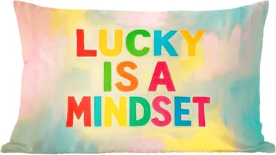 Sierkussens - Kussentjes Woonkamer - 60x40 cm - Quote - Lucky - Regenboogkleuren