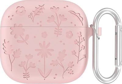 Coverup Hoesje - Geschikt voor AirPods 4 Hoesje - Coverup Bloemen Siliconen AirPods Case met Sleutelhanger - Roze