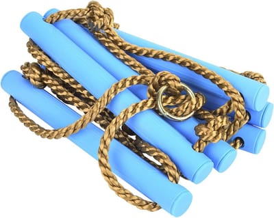 Kindertouwladder - Klimspeelgoed - Buiten Spelen - Verstelbare Hoogte - 6 Treden - Blauw