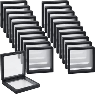 20 Stuks 3D Floating Display Frames 9x9cm - Zwarte, Stofdichte en Draagbare Opbergdozen voor Sieraden, Muntstukken en Verzamelobjecten