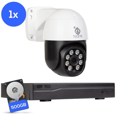 Teceye Compleet Camera Beveiliging Set met 1x PTZ POE Camera - Beveiligingscamera - Beveiligingscamera binnen - Beveiligingscamera buiten - CCTV Camera systeem - Beveiligingscamera set - Bewakingscamera set