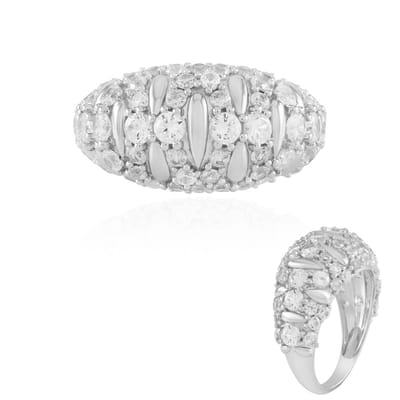 Cavill - elegante zilveren ring met Cambodjaanse zirkonen - 925 sterling zilver platina gecoat - ronde slijpvorm - 3,754 ct totaal - sieraden