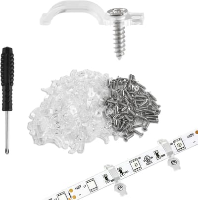 100 Stuks LED Strip Bevestigingsclips, 10mm LED Strip Houder, Lichtketting Montage Accessoires voor Eenvoudige Installatie en Bevestiging