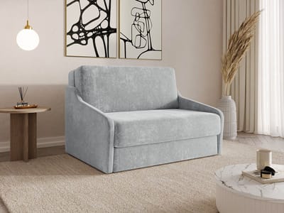 FLY 120 - Slaapbank - Compact en Multifunctioneel - 135 x 115 x 90 cm - Eenvoudig Uitklapbaar & Decoratieve Stiksels - Lichtgrijs (VIBE 86)