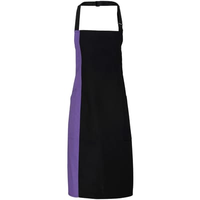 Premier Contrast Bib Apron PR162 - BLACK / PURPLE - One size