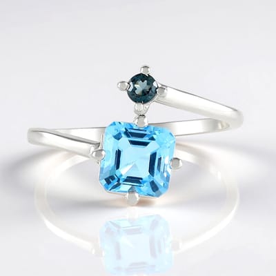 Cavill - Zilveren ring - 925 sterling zilver - Zwitsers-blauwe topaas 1,912 ct & Londen-blauwe topaas 0,12 ct - Elegante sieraden