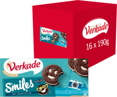 Verkade - Koek - Smiles cacao koekjes - 16 x 190 gram