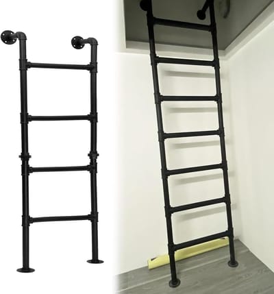 Trapladder - Hoge ladder - Veilige toegang - Verstelbaar aanpasbaar - 33-98 ft - Zwart