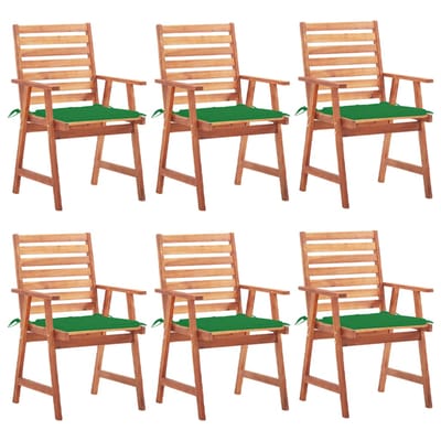 vidaXL - Tuinstoelen - 6 - st - met - kussens - massief - acaciahout