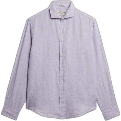 Superdry - Riviera Linnen Overhemd met Lange Mouwen - Heren - Lange mouwen shirts