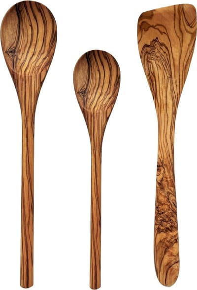 Keukengerei set - 3delig - Pollepel (2x) - Spatel (1x) - Olijfhout - Kookgerei set - Duurzame Keuze!