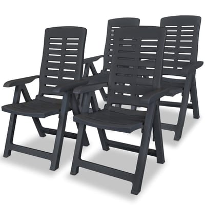 vidaXL - Verstelbare - klapstoelen, - 4 - stuks, - antracietkleurig - kunststof