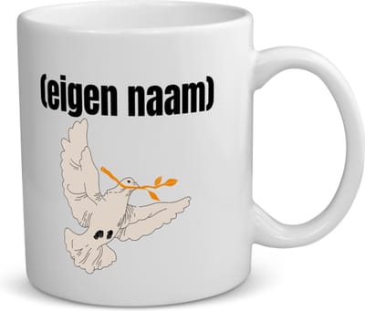Akyol - duif met takje eigen naam koffiemok - theemok - Vogels - vogel liefhebbers - duif - verjaardag - cadeau - kado - 350 ML inhoud
