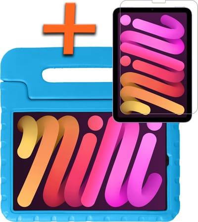 Hoesje - Geschikt voor Apple iPad Mini 6 (2021) - 8.3 inch - 6e Generatie - Met Screenprotector - Kinderhoes Shockproof Bumper - Kidsproof Case - Tablet Hoes - Kinder Hoes Cover - Blauw