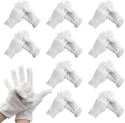 Allecto Plus - 24 Paar Witte Katoenen Handschoenen - Zachte en Herbruikbare Stofhandschoenen - 100% Katoen - Dames en Heren - Sieraden Inspectie - Autoreparatie - Dagelijks Werk