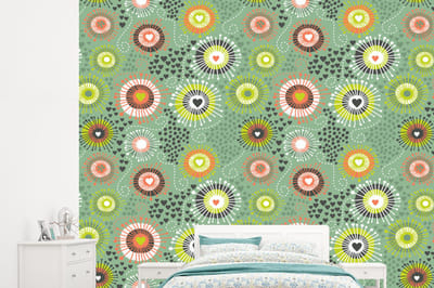 Behang - Fotobehang Bloem - Design - Hartjes - Breedte 245 cm x hoogte 220 cm