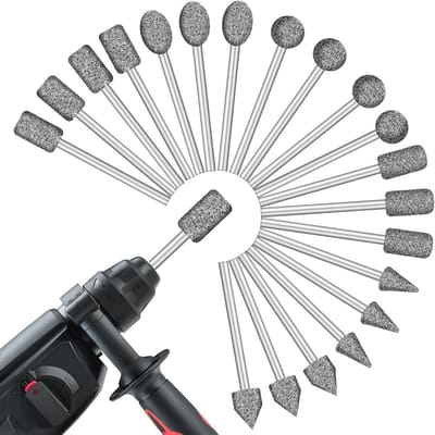 20 Stuks Diamant Frees Pennen Set voor Graveren, Polijsten en Keramiek - 1/8 Inch Schacht, Inclusief Frees en Rotatietools