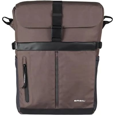 Basil Move - Fietsschoudertas - MIK Hooks - 15L - Incl. regenhoes - Gerecycled materiaal - Bruin