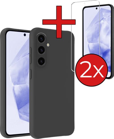 Hoesje - Met 2x Screenprotector - Geschikt voor Samsung Galaxy A35 - Sterk & Shockproof - Telefoon Hoes - Back Cover - Siliconen Case - Telefoonhoes - Zwart