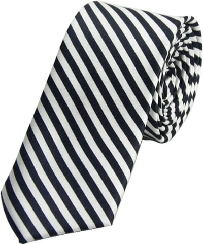 Fako Fashion - Skinny Stropdas - Smal - 5cm - Gestreept - 145cm - Zwart/Wit