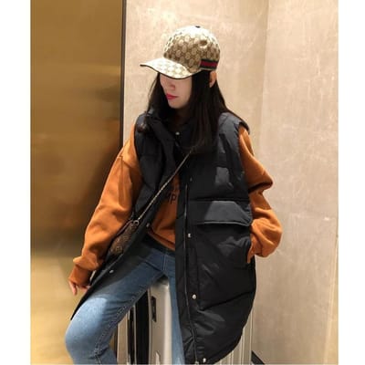 Jas Dames Herfst en Winter Nieuwe Koreaanse Versie Losse Schouders Buitenlands Verdikt Paardenclip Om te Dragen Vest XL black